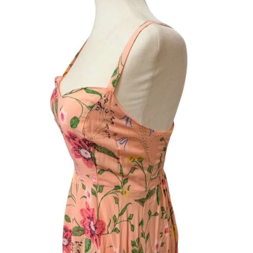 Old Navy Peach Floral Size Small Smocked Back Ruffle Hem Sun Dress - Picture 4 of 11